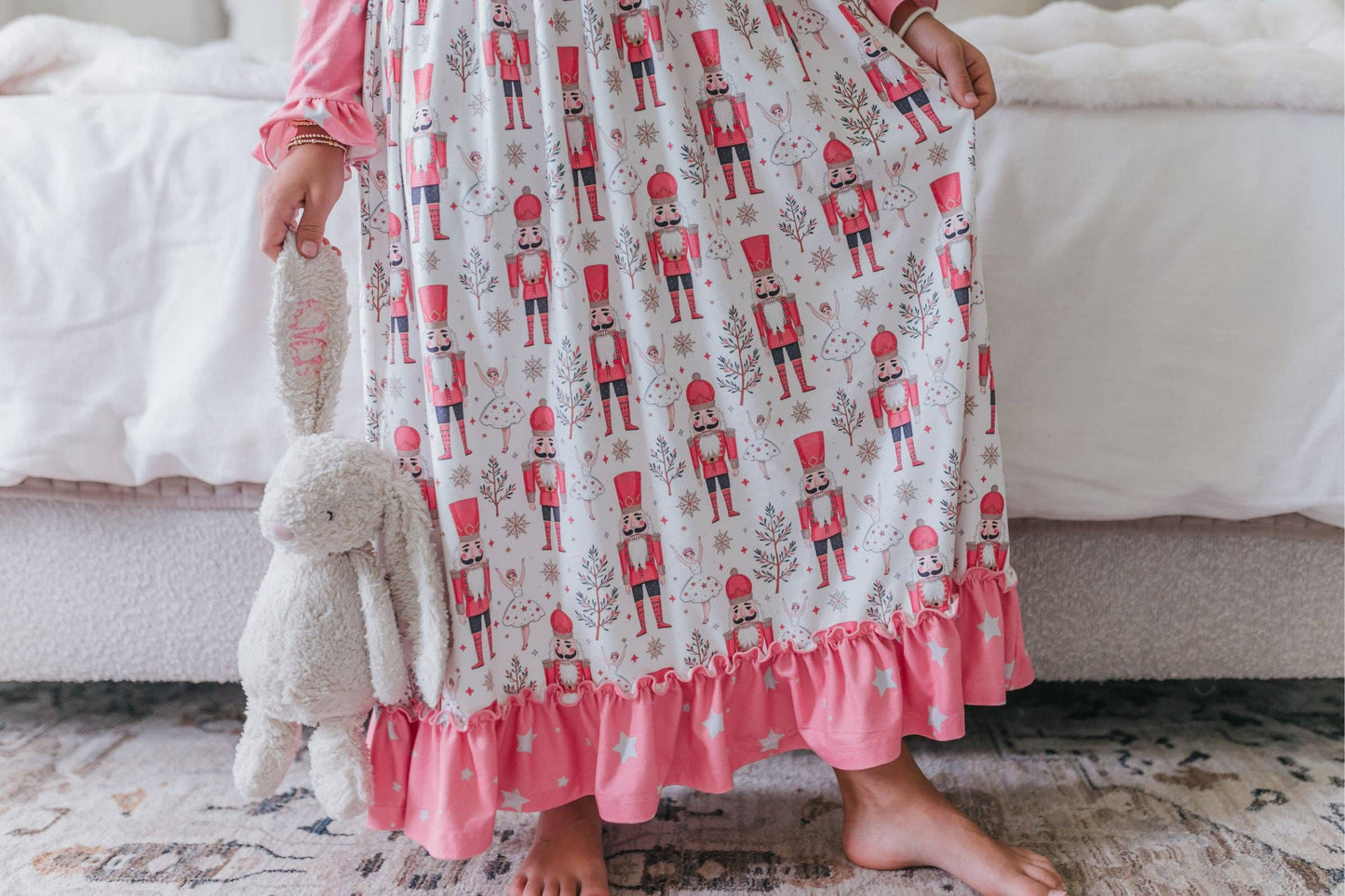 Girls Pink Star Nutcracker Christmas Holiday Lounge Gown