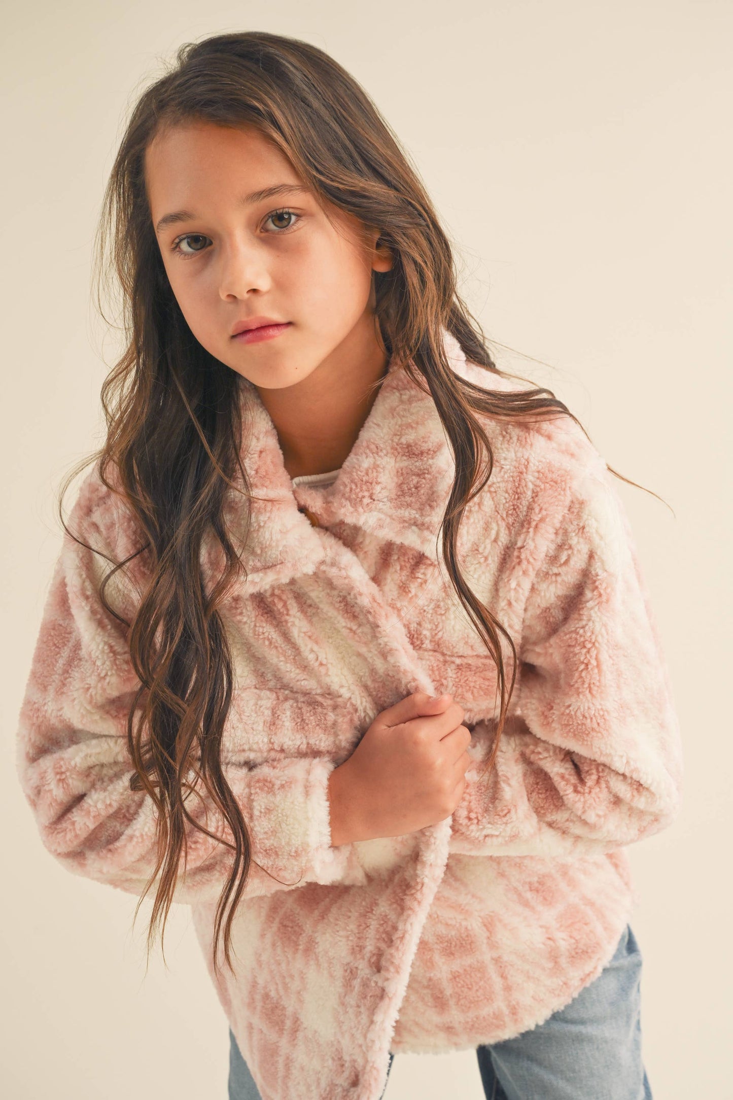 TWEEN KIDS GIRLS DOUBLE POCKET PLAID SHACKET (7-14)