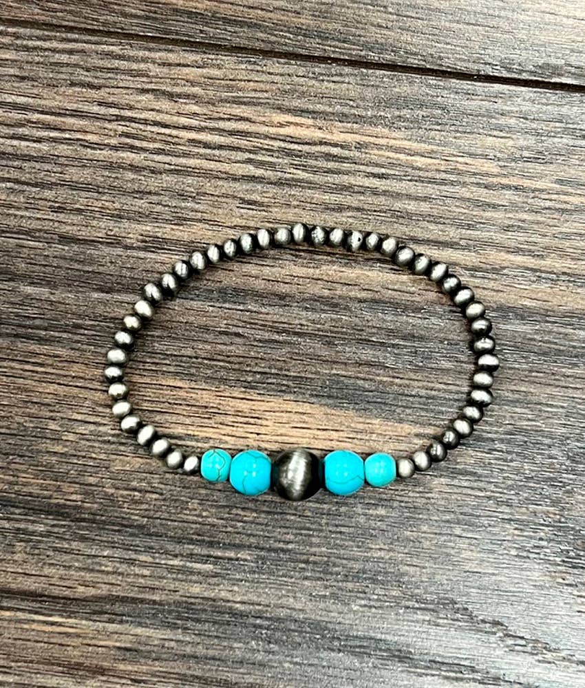 Navajo Turquoise Bead Stretch Bracelet