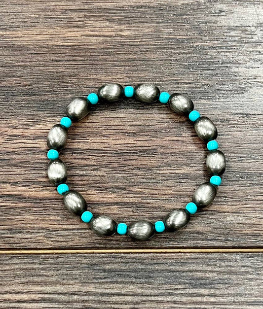 Oval Navajo Bead Stretch Bracelet