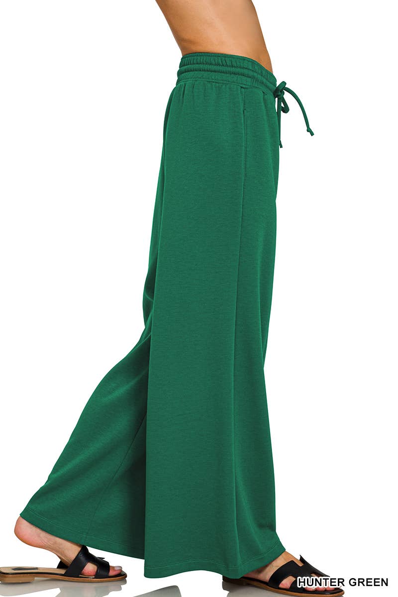 Scuba Drawstring Wide Leg Pants w/ Pockets