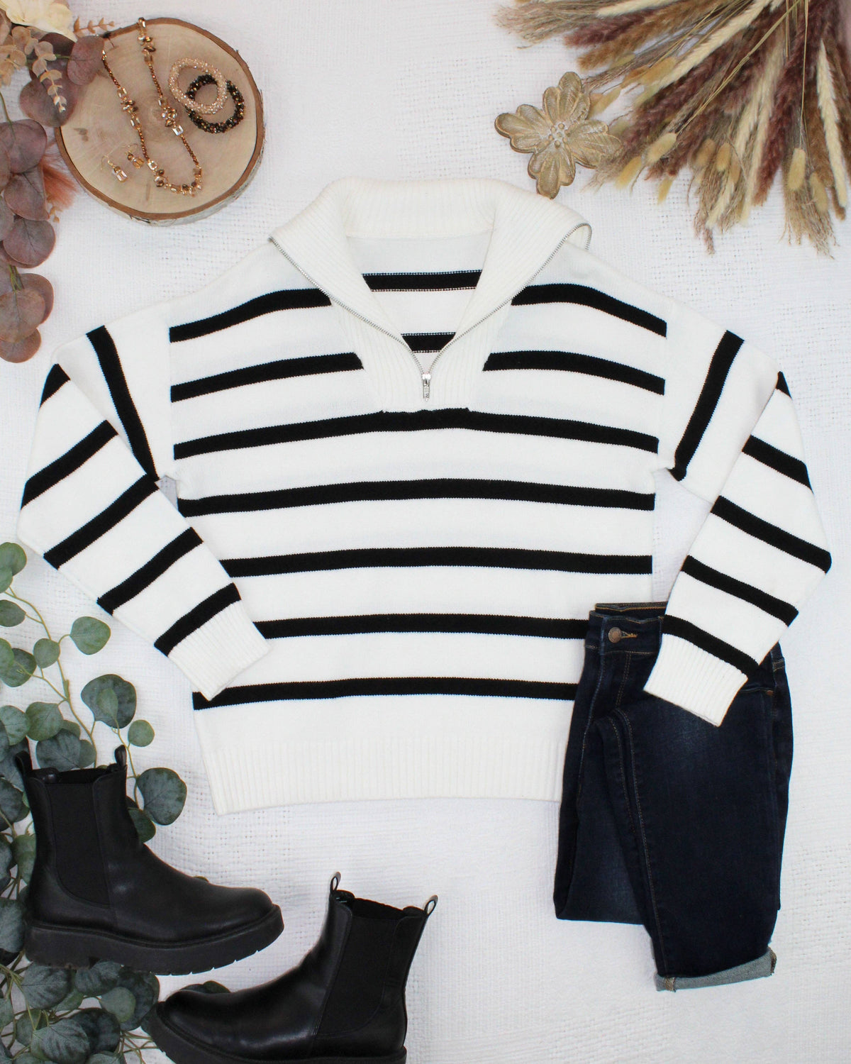 Quarter Zip Striped Pullover