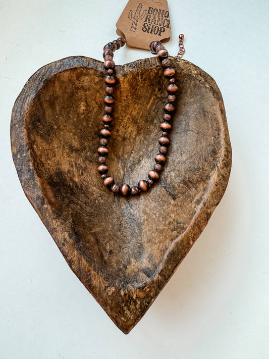 Western Navajo Style Pearl and Bead 14” Necklace