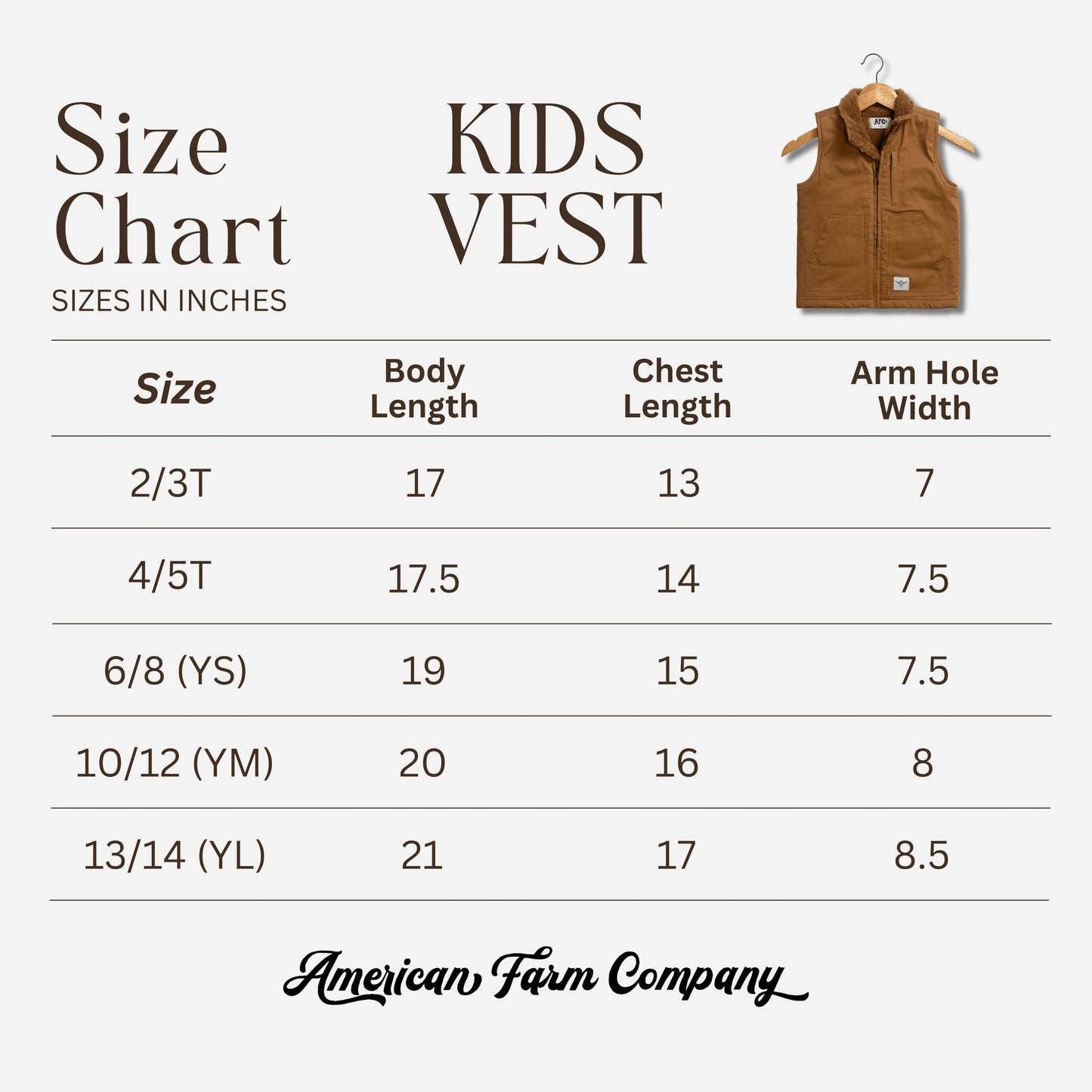 Child's Sherpa Lined Brown Vest