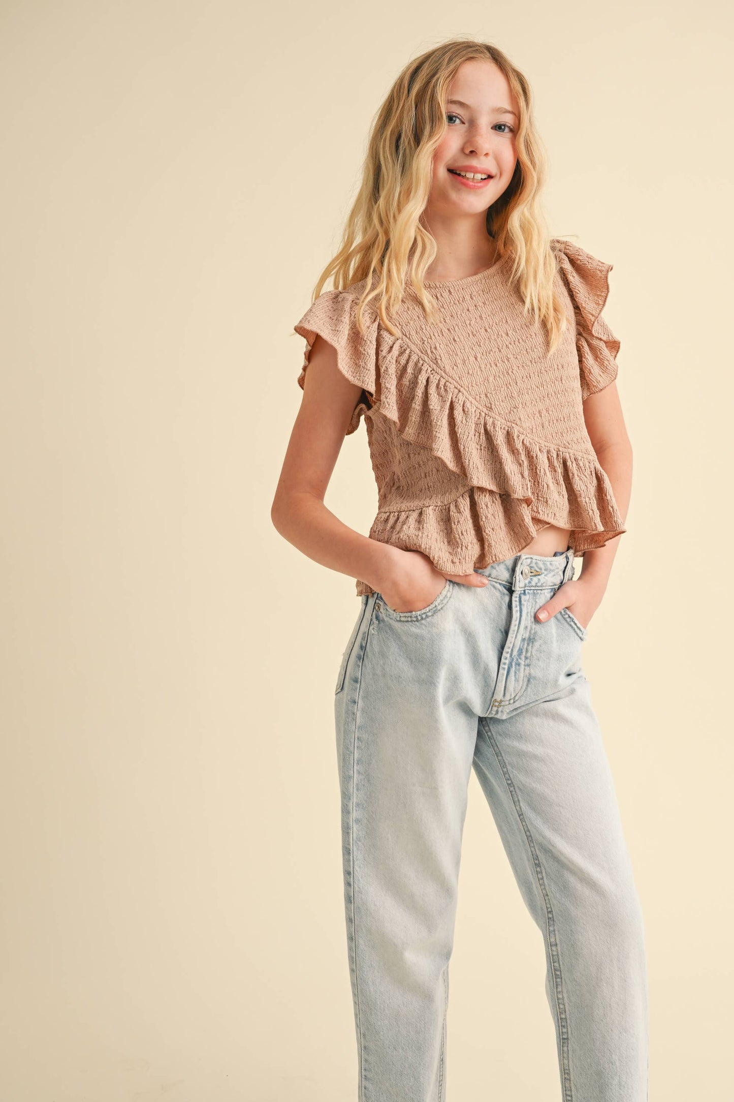 TWEEN KIDS GIRLS ASYMMETRICAL SLEEVELESS TOP