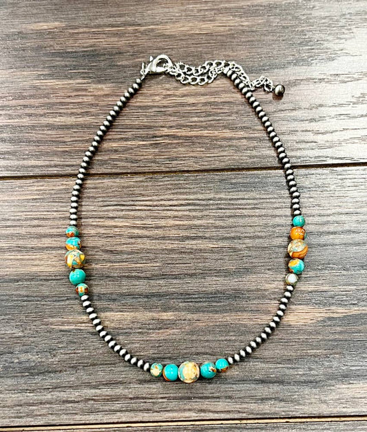 15" Navajo Clustered Gemstone Necklace