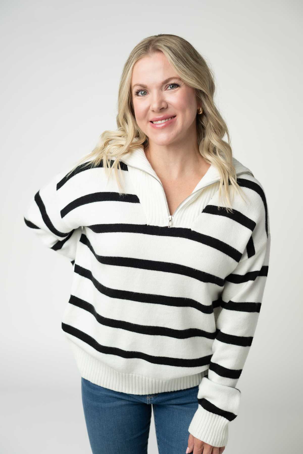 Quarter Zip Striped Pullover