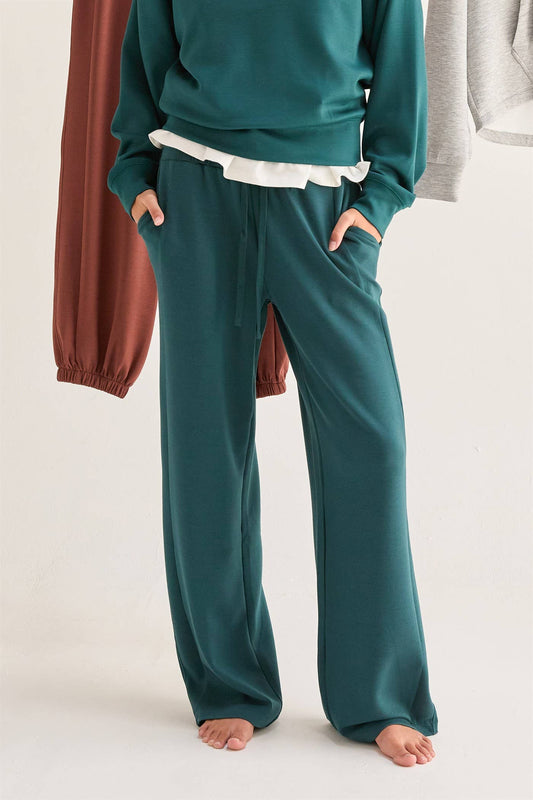 Scuba High-Waist Wide-Leg Drawstring Sweatpants
