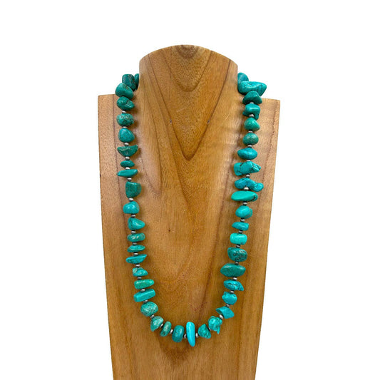 Navajo pearl beads with blue turquoise stone chips Necklace
