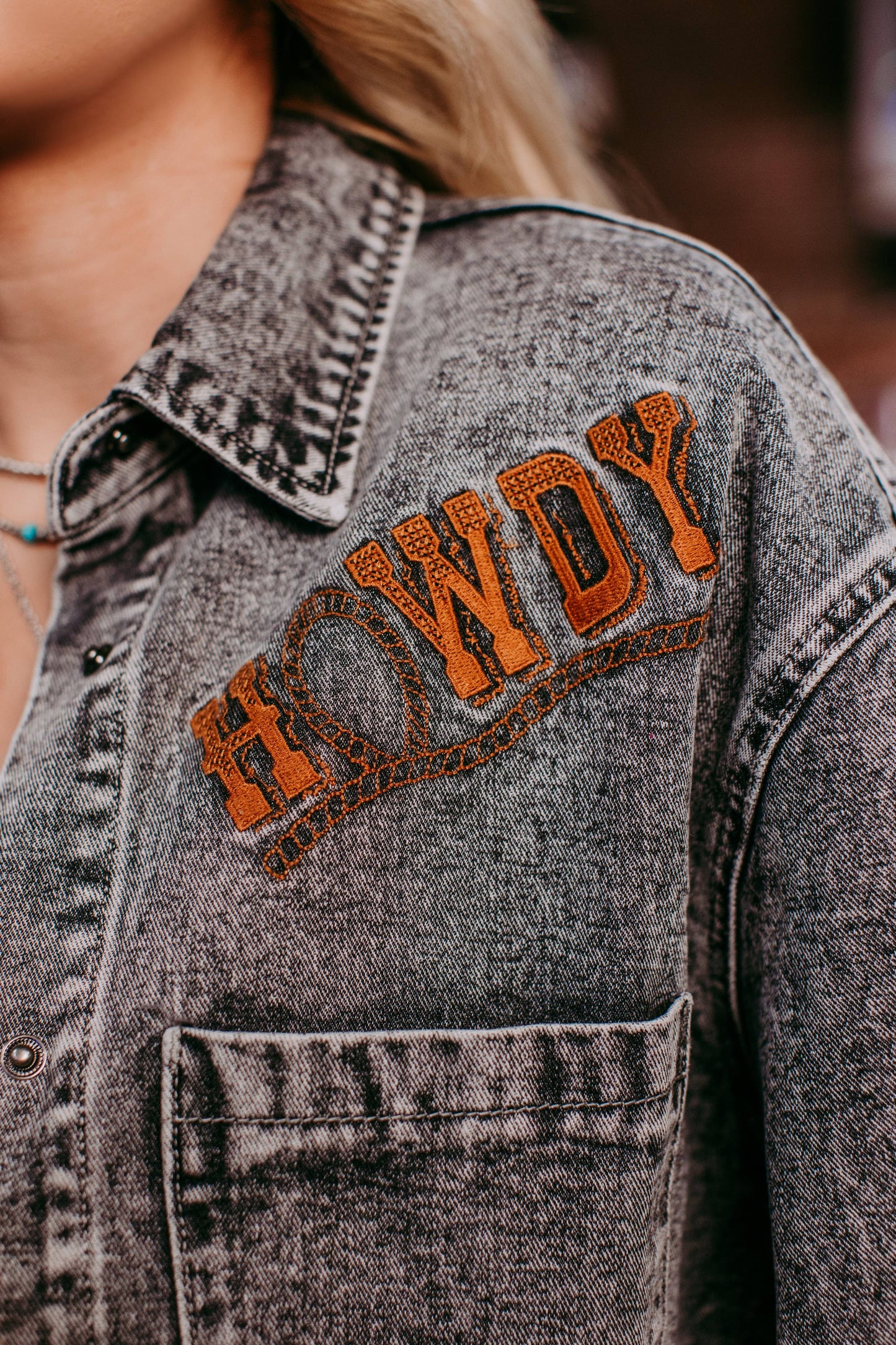 Wild West Embroidery Denim Shacket