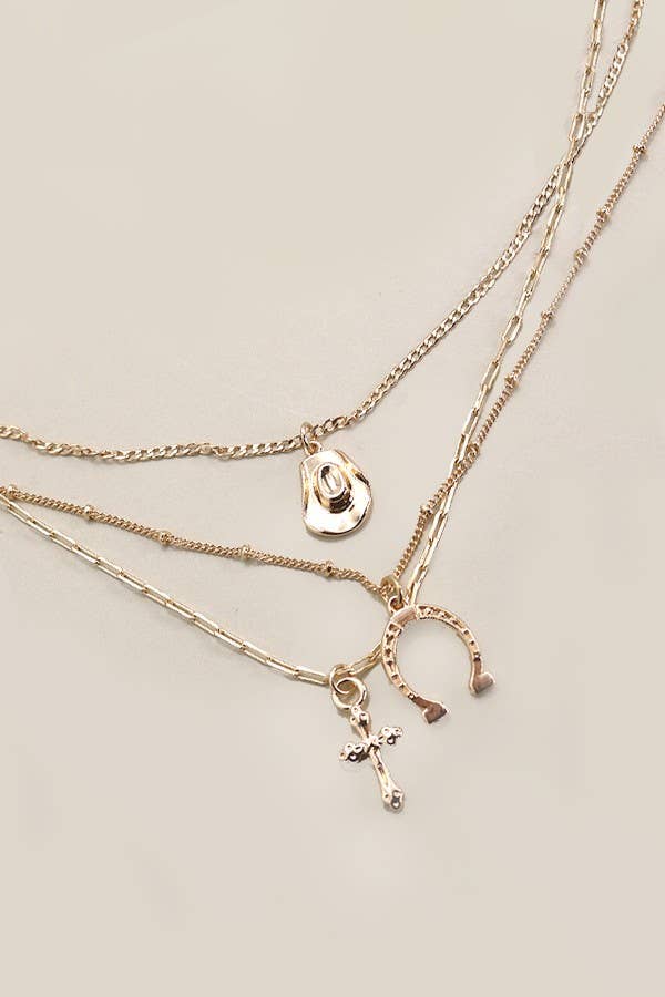 Three Layered Cross Necklace