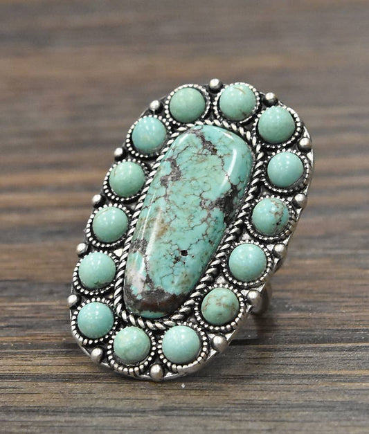 750151, Big Navajo Turquoise Adjustable Ring